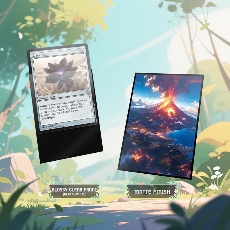 Kiiransr MTG Card Sleeves - Volcanic Island(Blue Red) - Fantasy Dual Lands Series - Ultra Clear Front & Matte Finish Back, 100 Count Standard Size TCG Art Sleeves for Magic The Gathering - Image 3